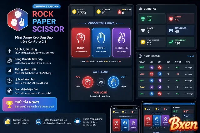 [Bxen.net] Rock Paper Scissor - Mini Game Kéo Búa Bao cho XenForo 2.3 4768