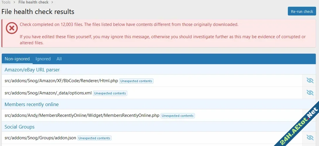 Ignore Files From Health Check