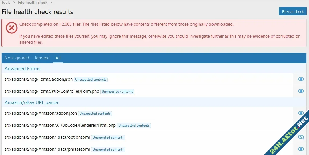 Ignore Files From Health Check