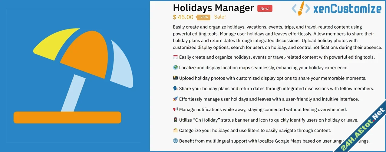 XenCustomize Holidays Manager Vacations Trips Travelrelated CMS-1.webp